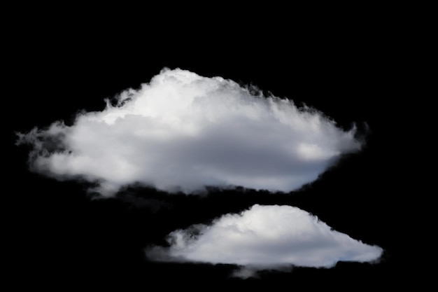 witte pluizige wolken geïsoleerd op een zwarte achtergrond, clipart