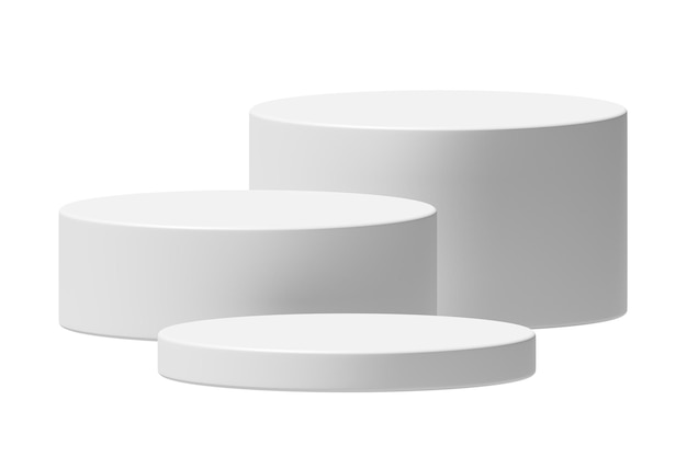 Witte podium geïsoleerde achtergrond platform podium mockup 3d presentatie display stand product minimale showcase lege voetstuk geometrische vorm cosmetisch ontwerp lege studio achtergrond moderne sjabloon