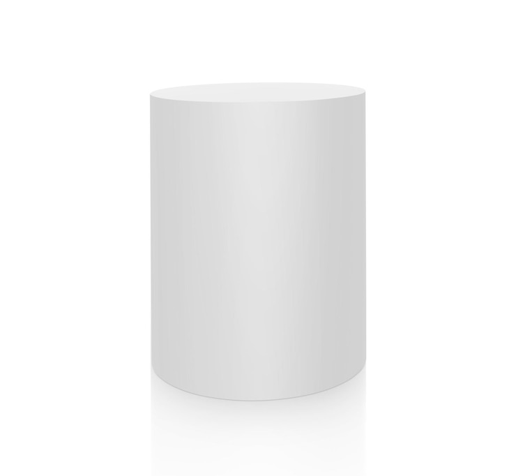 Foto witte podium mockup cilinder geïsoleerd op een witte achtergrond 3d render
