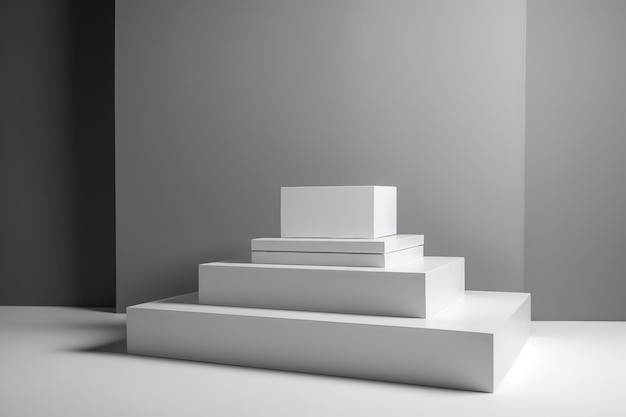 Witte podium product display achtergrond Monochrome reclame sjabloon Ai gegenereerd