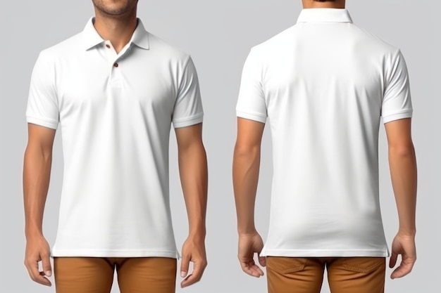 Foto witte polo t-shirt mock up voor- en achteraanzicht geïsoleerd