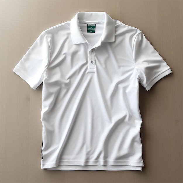 Witte poloshirt korte mouwen op een houten achtergrond