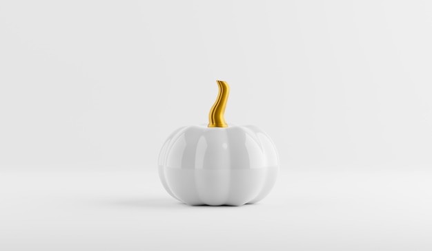 Witte pompoen minimale herfst en halloween decor 3d-rendering