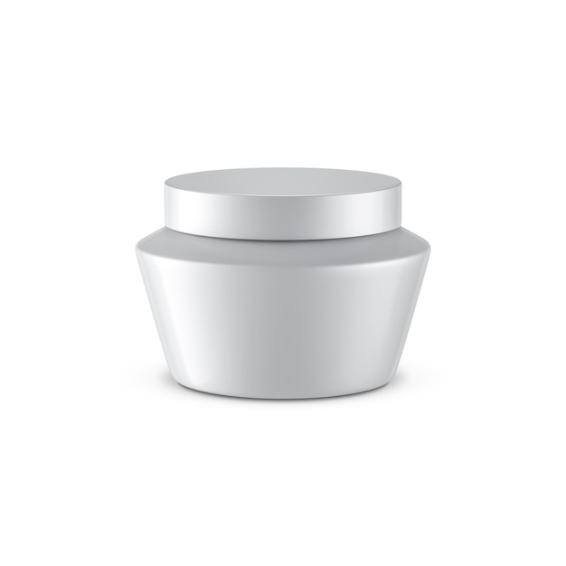 Witte pot mockup voor cosmetica geïsoleerd op wit, 3D-rendering