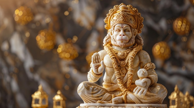 Witte prachtige beeldhouwwerk van god Hanuman ji