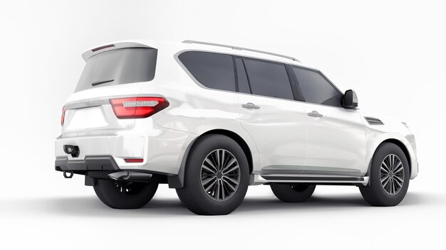 Witte Premium Familie SUV-auto geïsoleerd op een witte achtergrond 3D-rendering