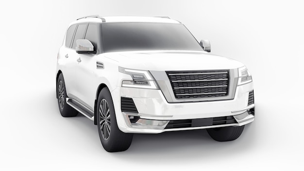 Witte Premium Familie SUV auto geïsoleerd op een witte achtergrond 3D-rendering