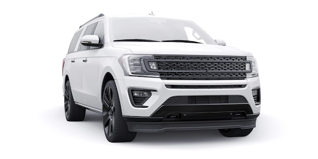 Witte Premium familie SUV geïsoleerd op een witte achtergrond. 3D-rendering