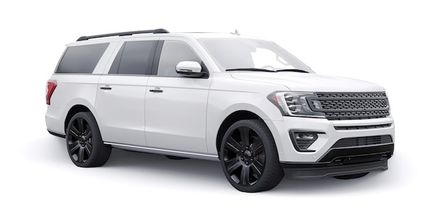 Witte Premium Familie SUV geïsoleerd op een witte achtergrond 3D-rendering