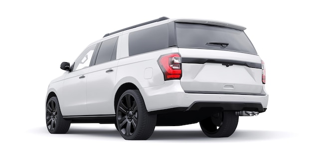 Witte Premium Familie SUV geïsoleerd op een witte achtergrond 3D-rendering