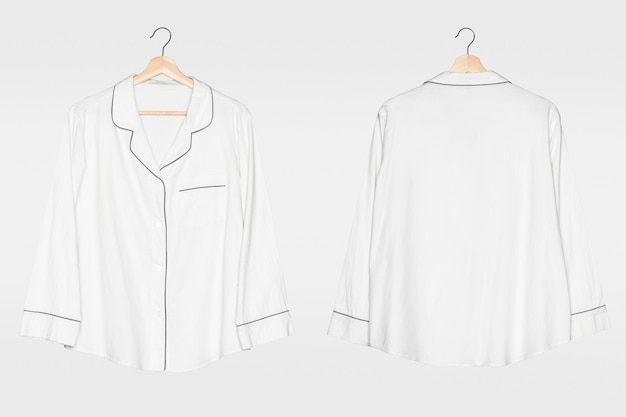 Witte pyjama hemd eenvoudige nachtkleding kleding