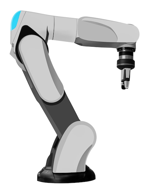 Witte robotarm geïsoleerd op witte achtergrond met clipping pad
