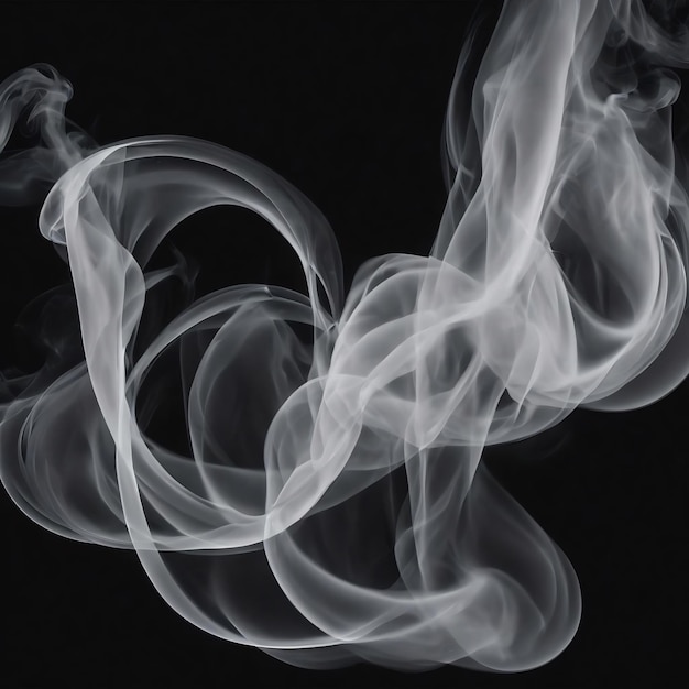 Witte rook vormt beweging op een zwarte achtergrond