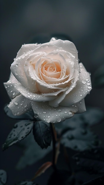 Witte roos met waterdruppels