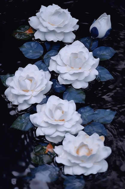 Witte rozen in water