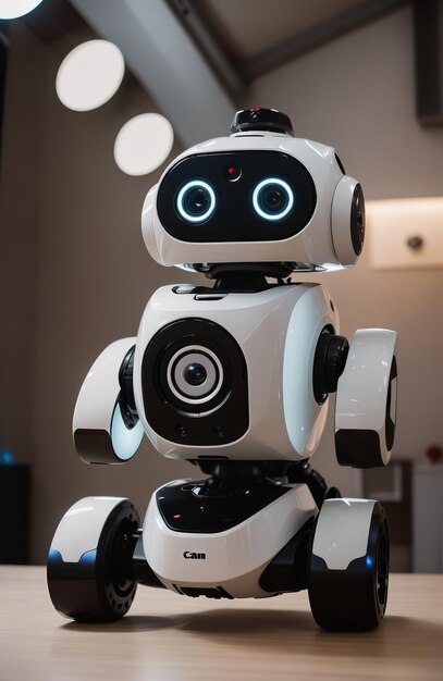 Witte schattige kleine android huis metgezel AI geavanceerde robot gratis download foto
