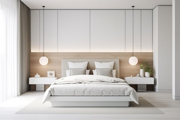 Witte slaapkamer interieur Aardtonen ontwerp