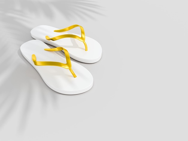 Witte slippers op geïsoleerde witte achtergrond 3d render illustraties