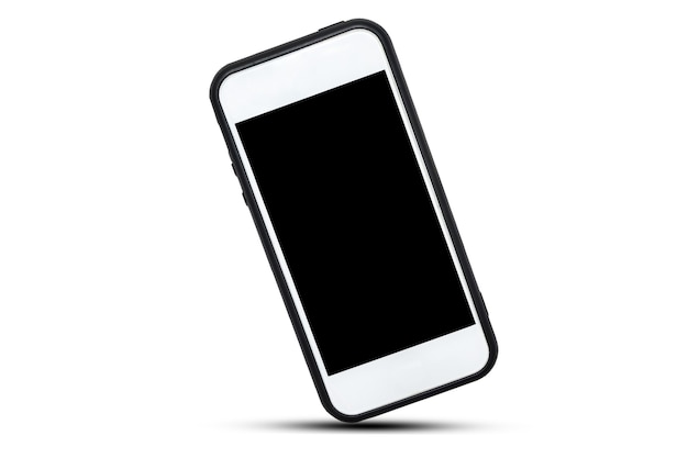 Witte smartphone op witte achtergrond