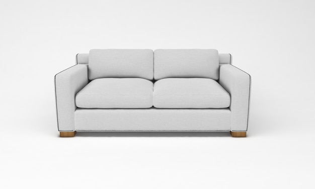 Witte sofa vooraanzicht meubels 3D-rendering