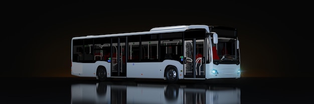 witte stadsbus 3D-rendering