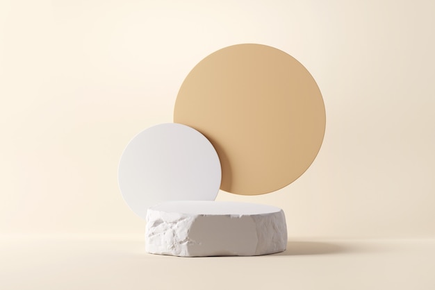 Witte stenen ruwe plaat object display podium met cirkel