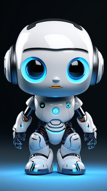 Witte systeem AI chat bot 3Drender schattig robot ontwerp Vertical Mobile Wallpaper