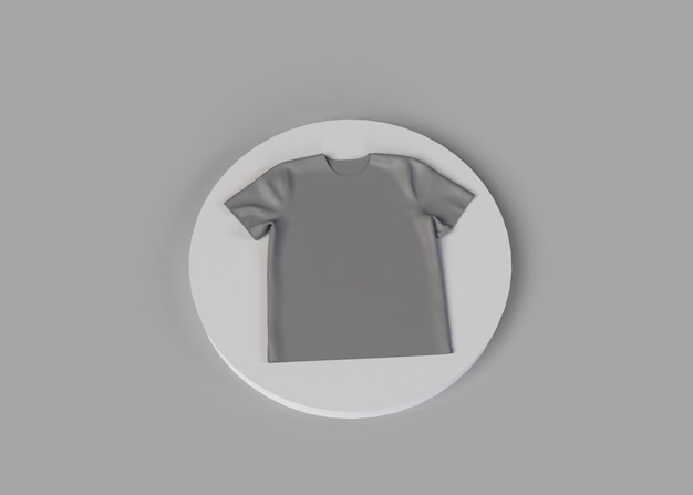 witte t-shirt geïsoleerd op het podium op een witte achtergrond 3D-rendering