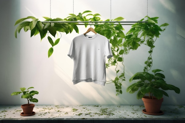 Witte t-shirt met groene bladeren