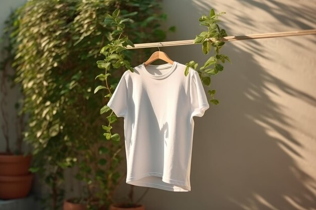 Witte t-shirt met groene bladeren