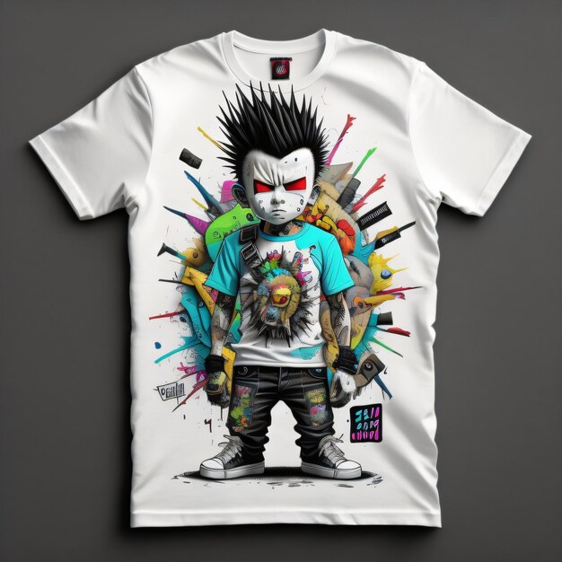 Witte T-shirt met man punk outfit beeld