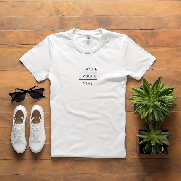 Witte t-shirt mockup bovenaanzicht