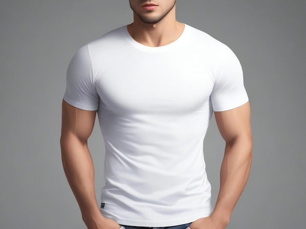 Witte t-shirt model front view mockup ai gegenereerd