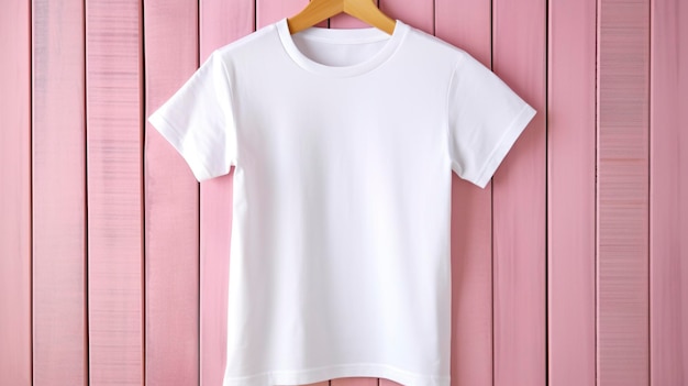 Witte t-shirt op roze houten achtergrond