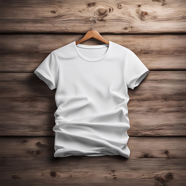 Foto witte t-shirt sjabloon op houten achtergrond