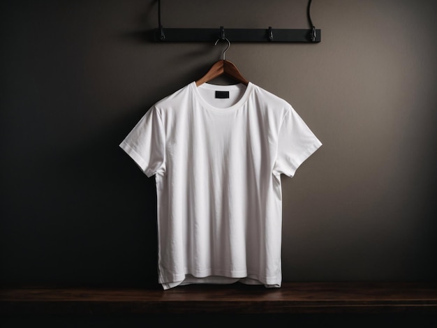 Witte t-shirts shirt mockup concept met gewone kleding kopie ruimte op donkere muur achtergrond