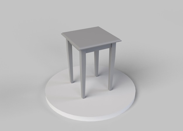 witte tafel geïsoleerd op het podium op een witte achtergrond 3D-rendering