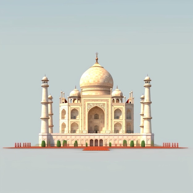 witte Taj Mahal met een blauwe lucht