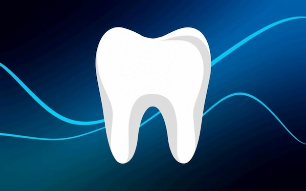 Witte tand met blauwe achtergrond