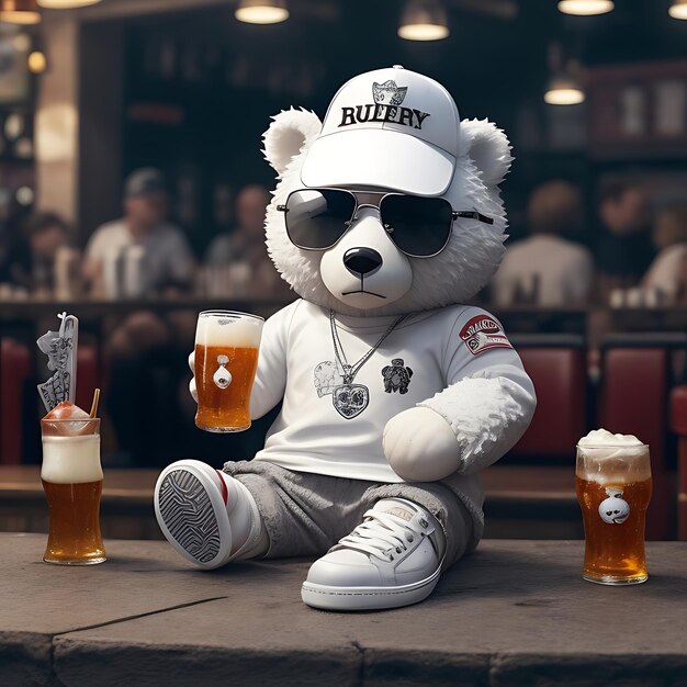 Foto witte teddybeer met witte huidskleur ai