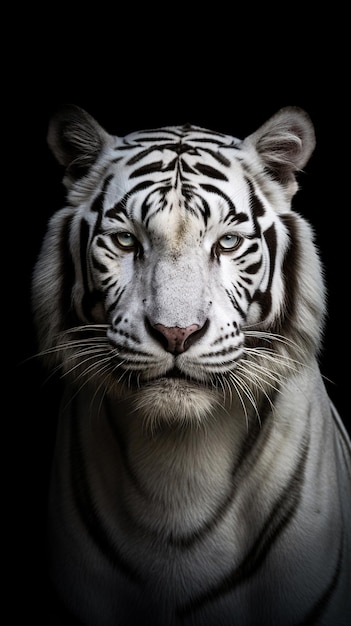 Witte tijger met een zwarte achtergrond