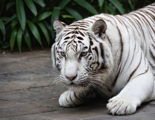 Witte tijger met zwarte strepen