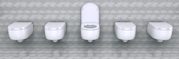 Witte toiletpot in een badkamer 3D-rendering