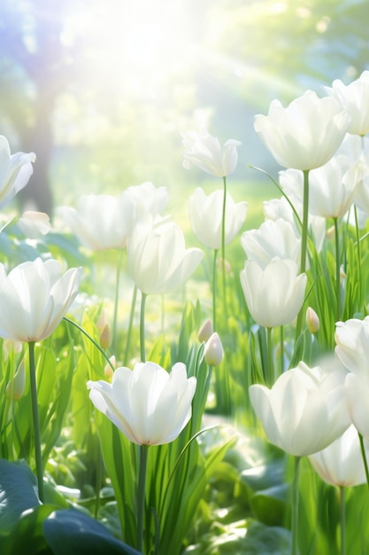 Witte tulpen van dichtbij.