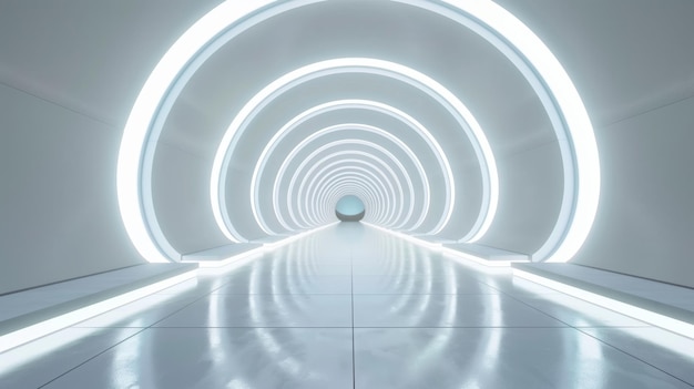Witte tunnel met eindlicht