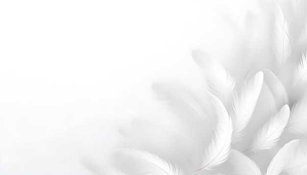 Witte veren achtergrond Mooie zachte en lichte witte pluizige veren drijvende abstract Licht gewicht van witte veren drijvend gegenereerde AI-illustratie