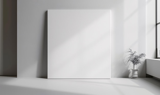 Witte vierkante doekmodel in een minimalistisch interieur
