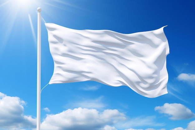 Foto witte vlag op hemel en wolken achtergrond kopie ruimte mockup concept generatieve ai