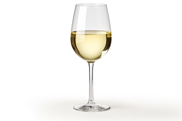 Witte wijnglas op witte achtergrond met schaduw en uitknippad inbegrepen