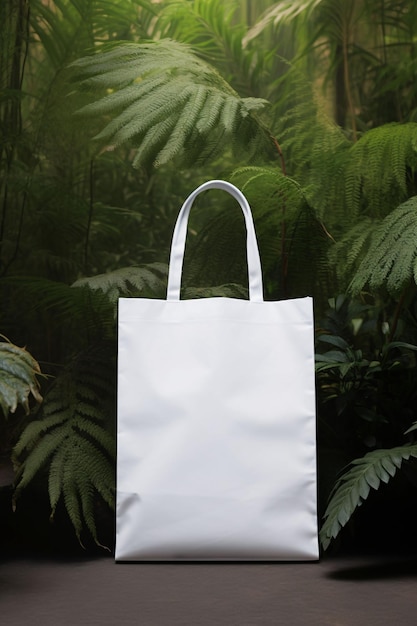 Witte winkelzak mockup mysterieuze jungle stijl Double 11 winkelfestival promotievorstel